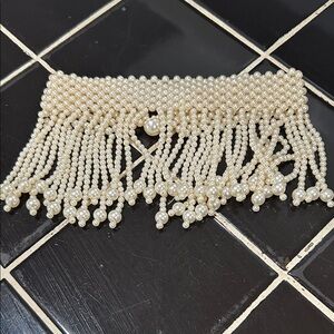 Elegant Pearl Fringe Choker Necklace